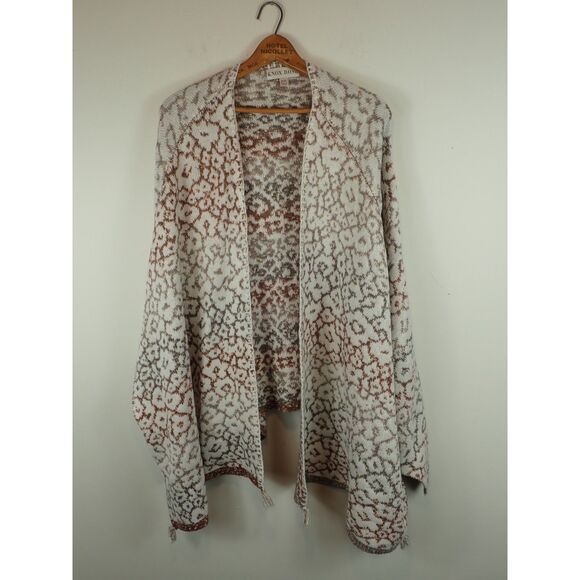 Knox Rose Women's Sweater Poncho Size XXL Boho Open Cardigan Animal Print Tassel - Picture 1 of 10